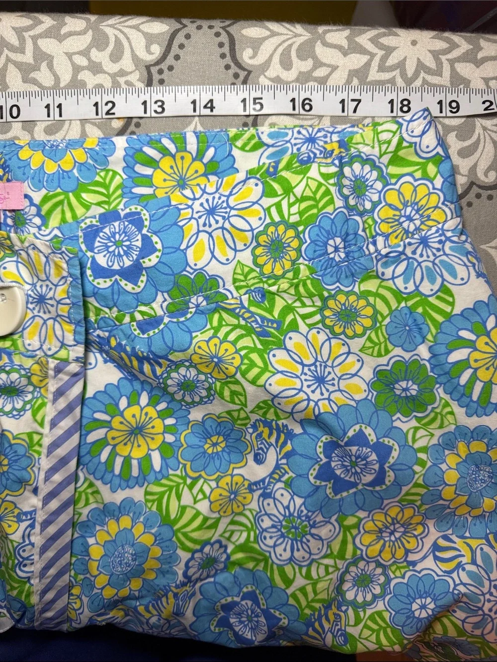 Lilly Pulitzer Floral Wrap Skirt Colorful Zebra Print Size 14 Blue Green Yellow